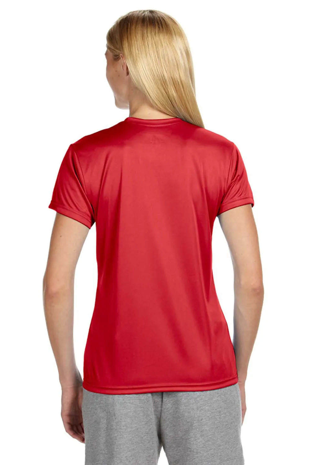 A4 Womens Performance Moisture Wicking Short Sleeve Crewneck T-Shirt - Scarlet Red