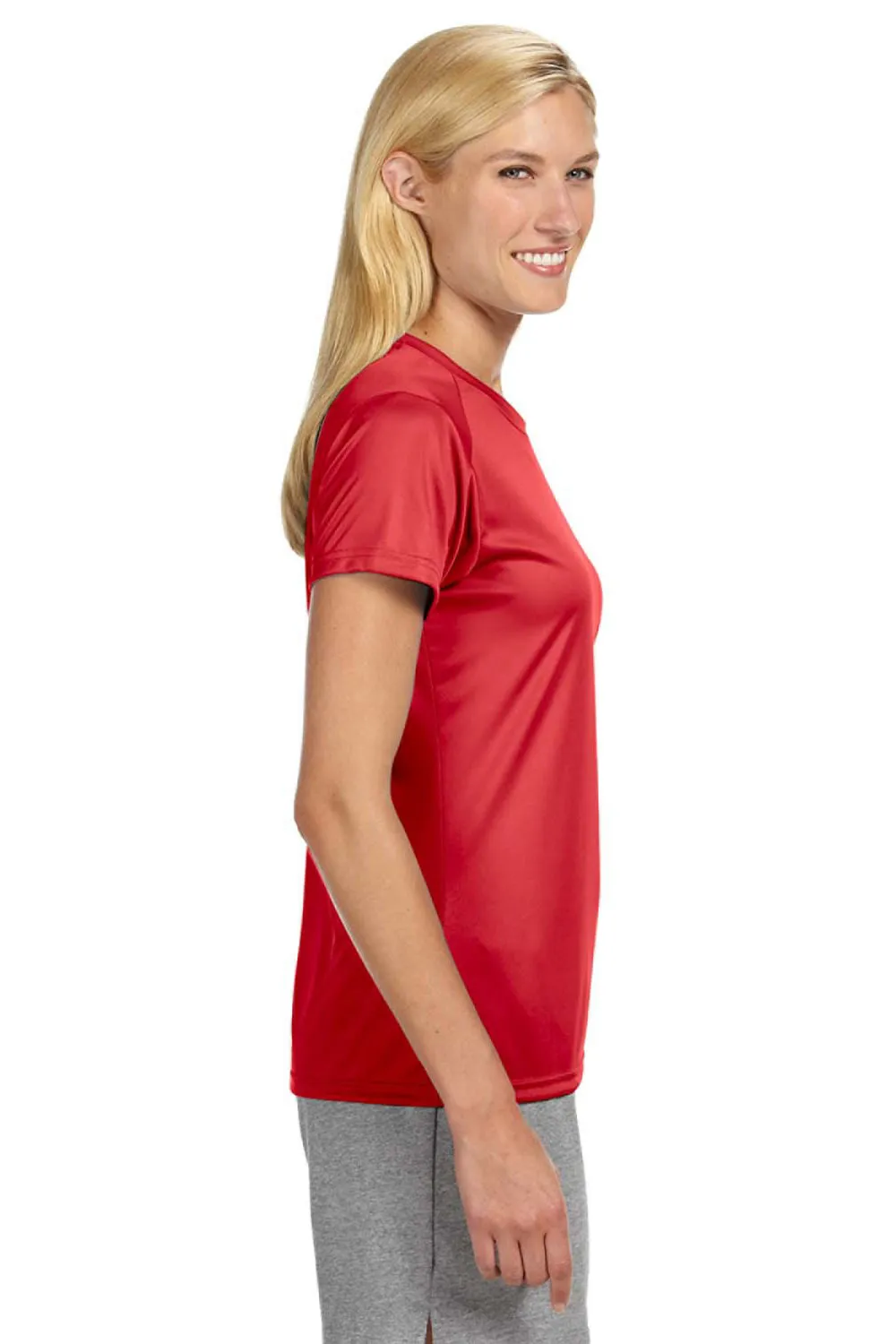 A4 Womens Performance Moisture Wicking Short Sleeve Crewneck T-Shirt - Scarlet Red