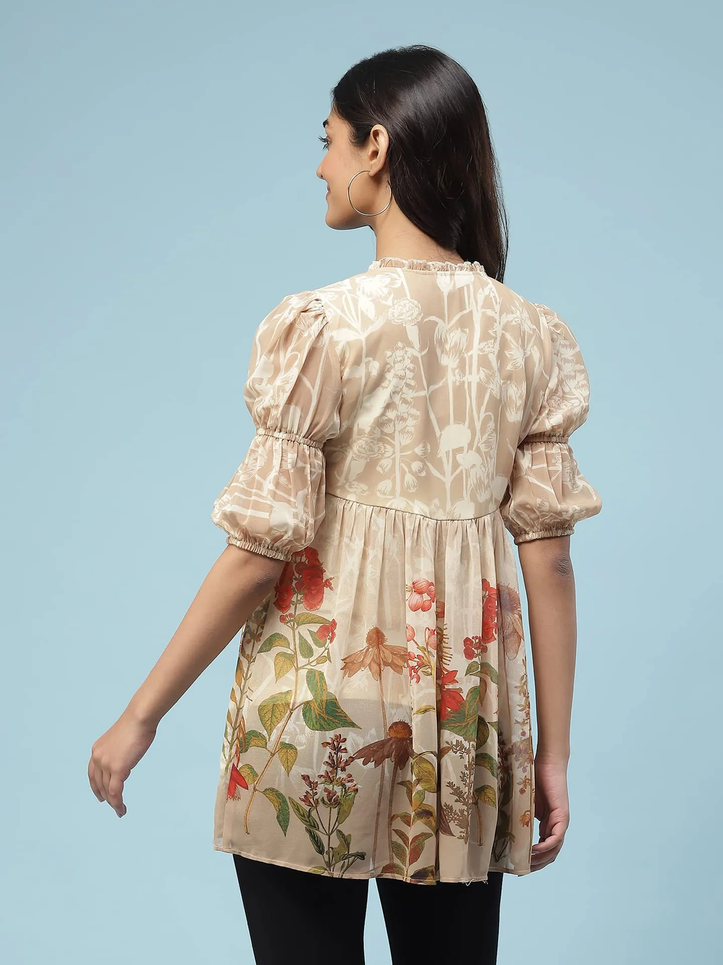 Aarke Ritu Kumar Beige Floral Print Top