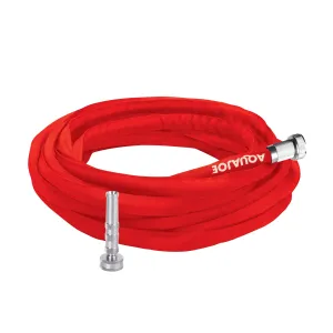 Aqua Joe AJFJH50-PRO Ultra Flexible Kink Free Fiberjacket Garden Hose | 50-Foot | Metal Fittings | Metal Twist Nozzle Included (Red)