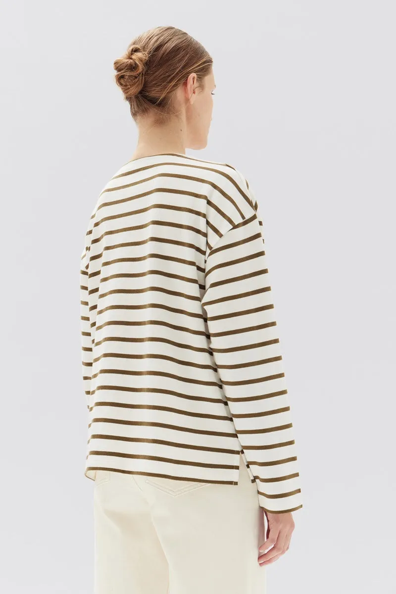 Assembly Label - Bateau Long Sleeve Tee - Teepea/White