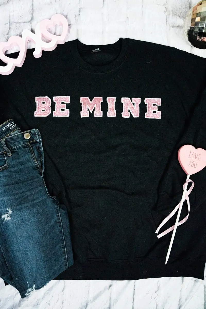 Be Mine Pink Sparkle Patch Heavy-weight Crew Sweatshirt