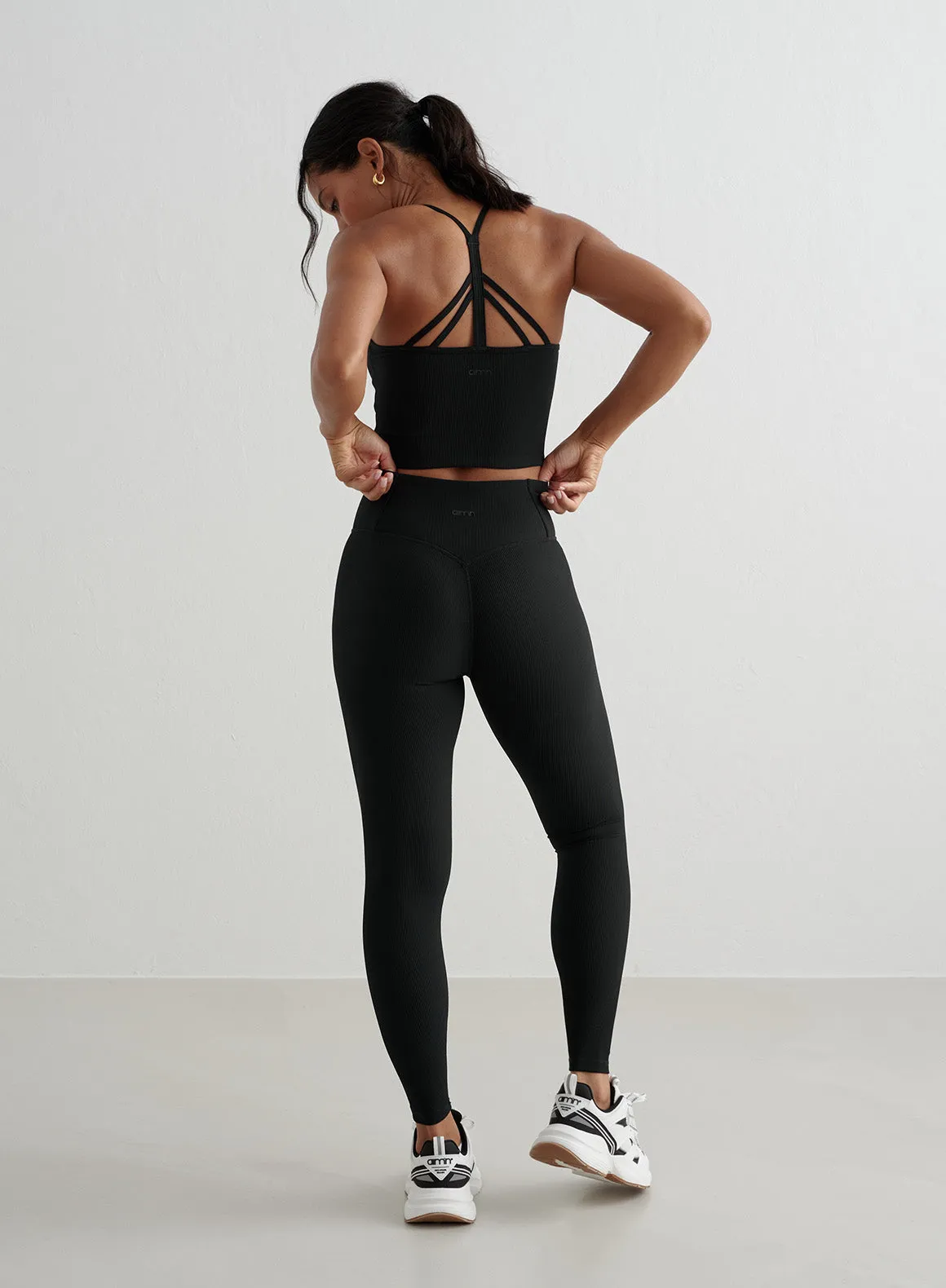 Black Ribbed Performance Tights