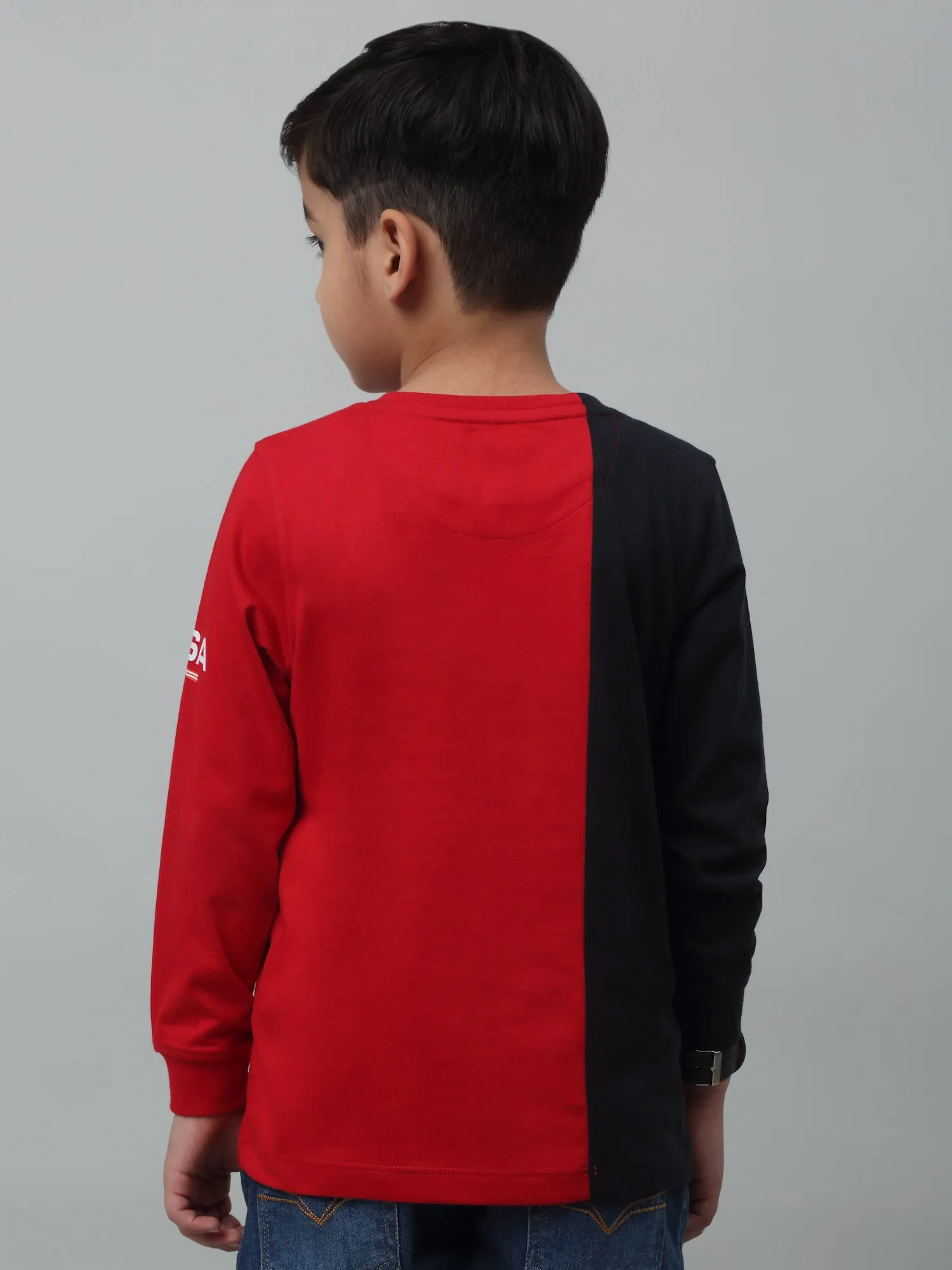 Boys Casual Navy Blue Full Sleeve  T-Shirt