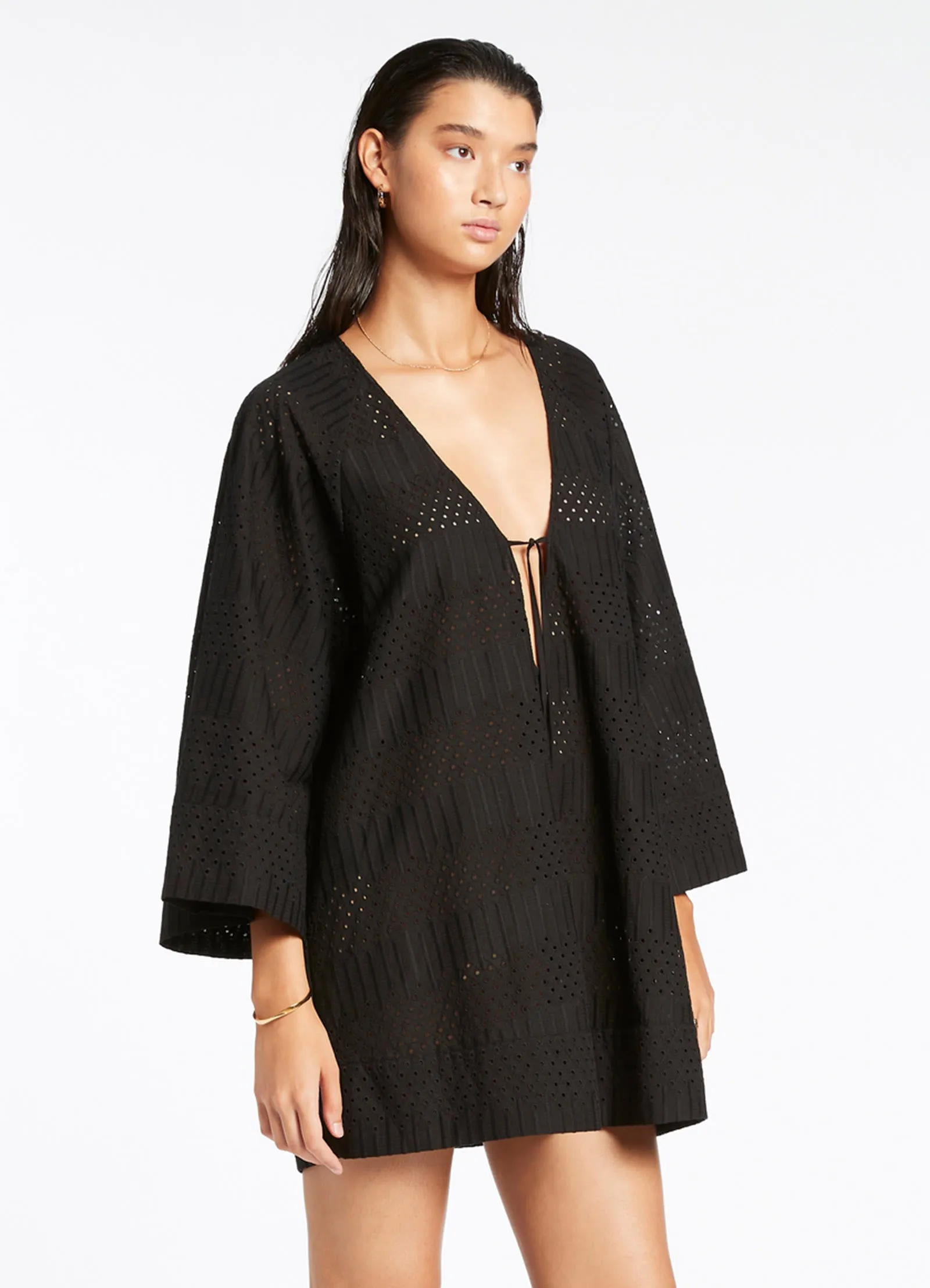 Broderie Kaftan - Black