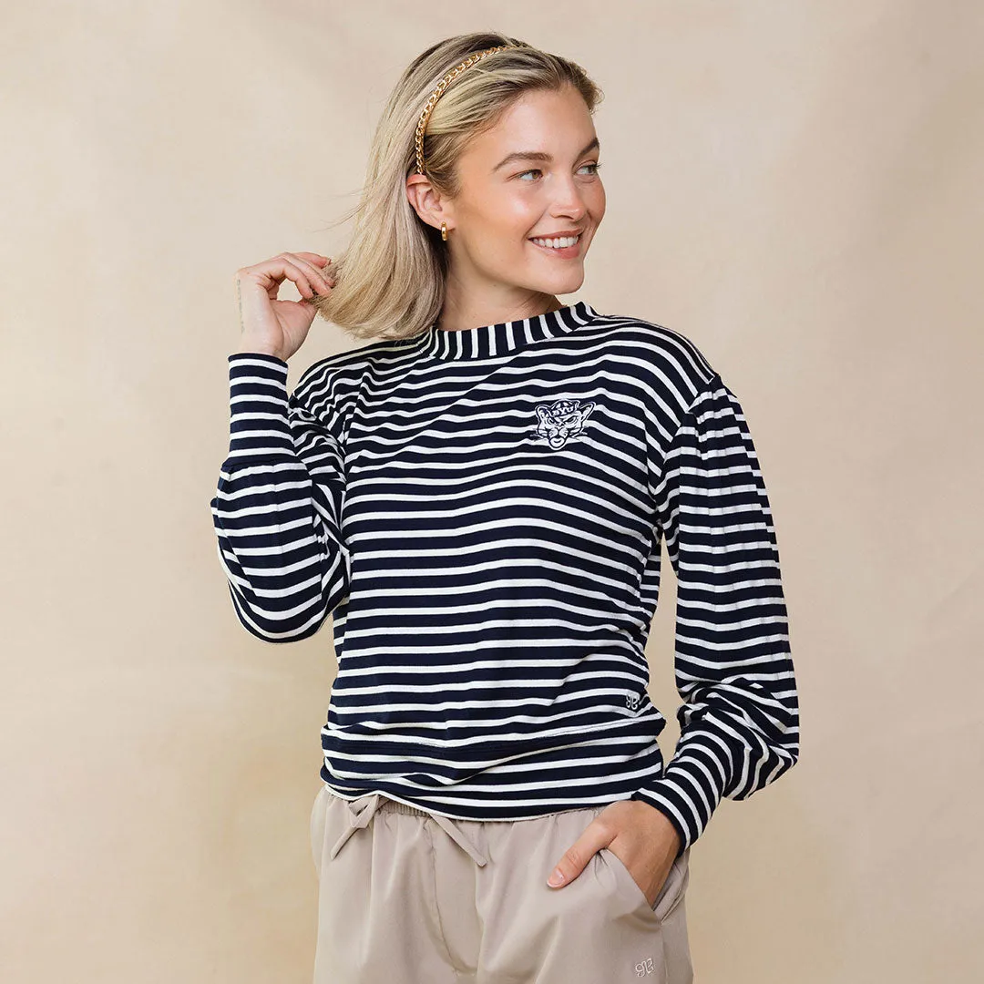 BYU Coco Long Sleeve Tee, Navy Stripe