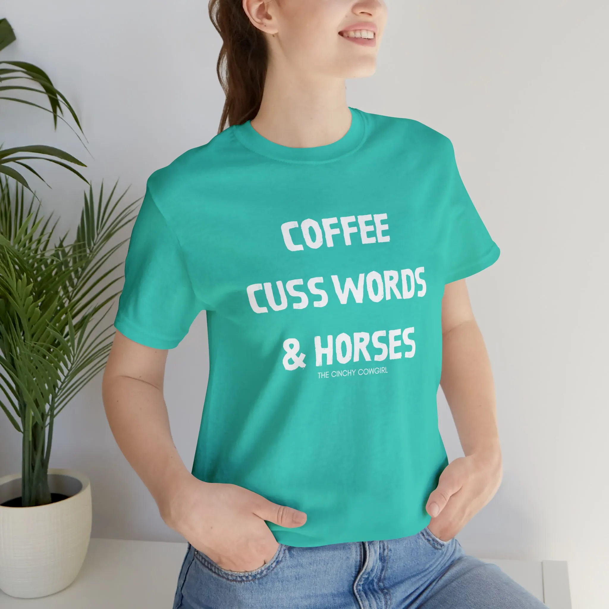 Coffee, Cuss Words, & Horses Short Sleeve Tee