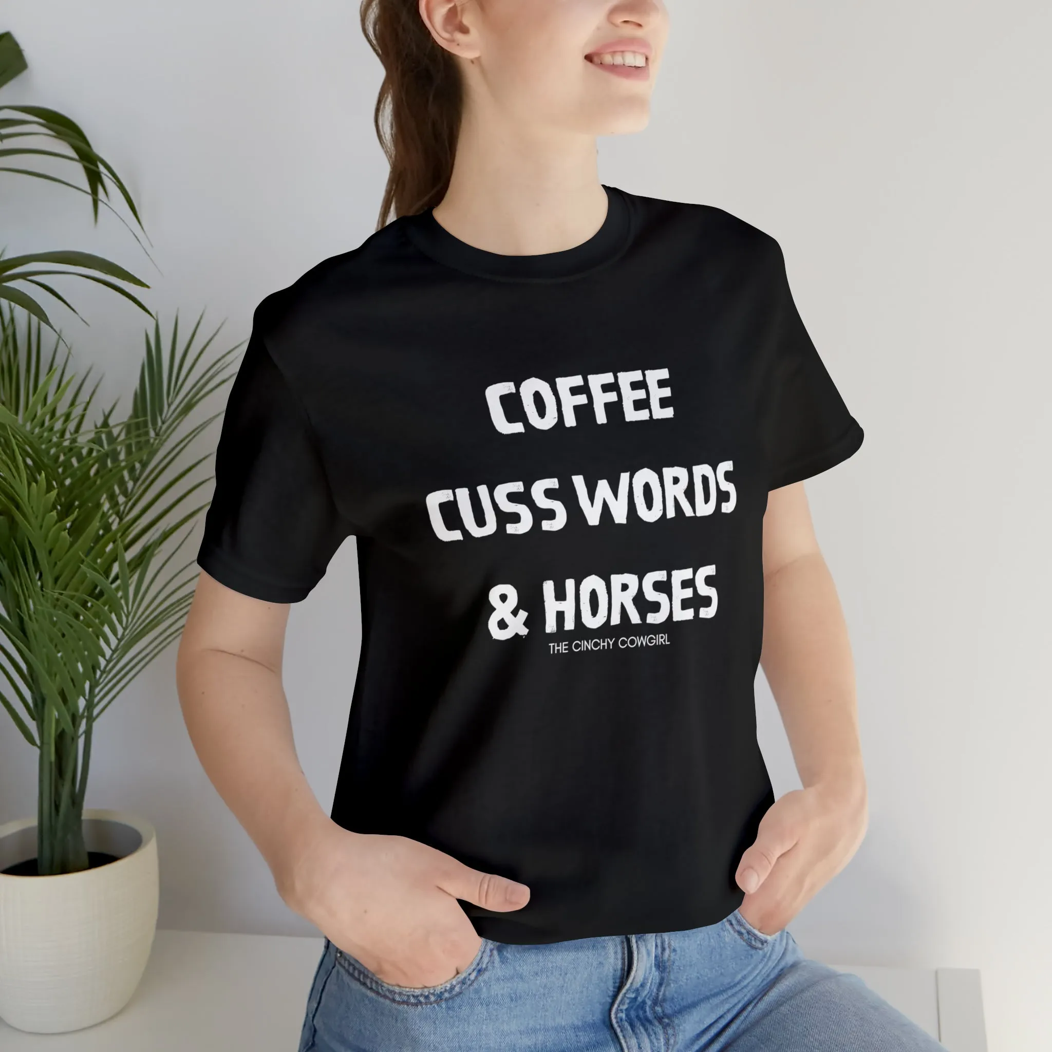 Coffee, Cuss Words, & Horses Short Sleeve Tee