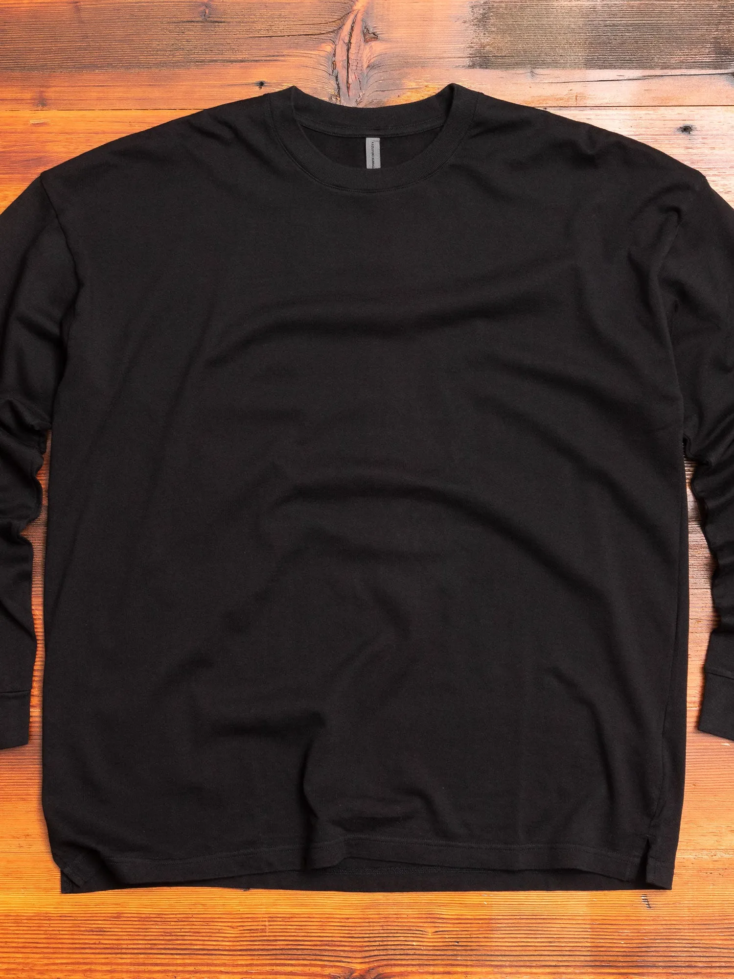 Cotton Jersey Relaxed Long Sleeve T-Shirt in Black