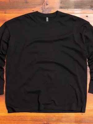 Cotton Jersey Relaxed Long Sleeve T-Shirt in Black