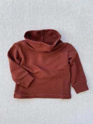 cowl neck organic french terry sweatshirt in chestnut