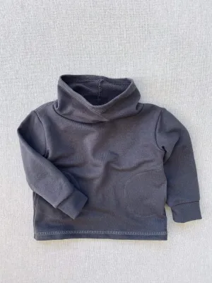 cowl neck organic french terry sweatshirt in graphite