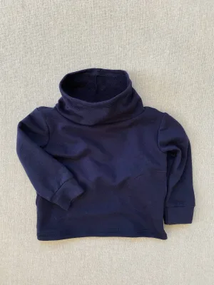 cowl neck organic french terry sweatshirt in midnight