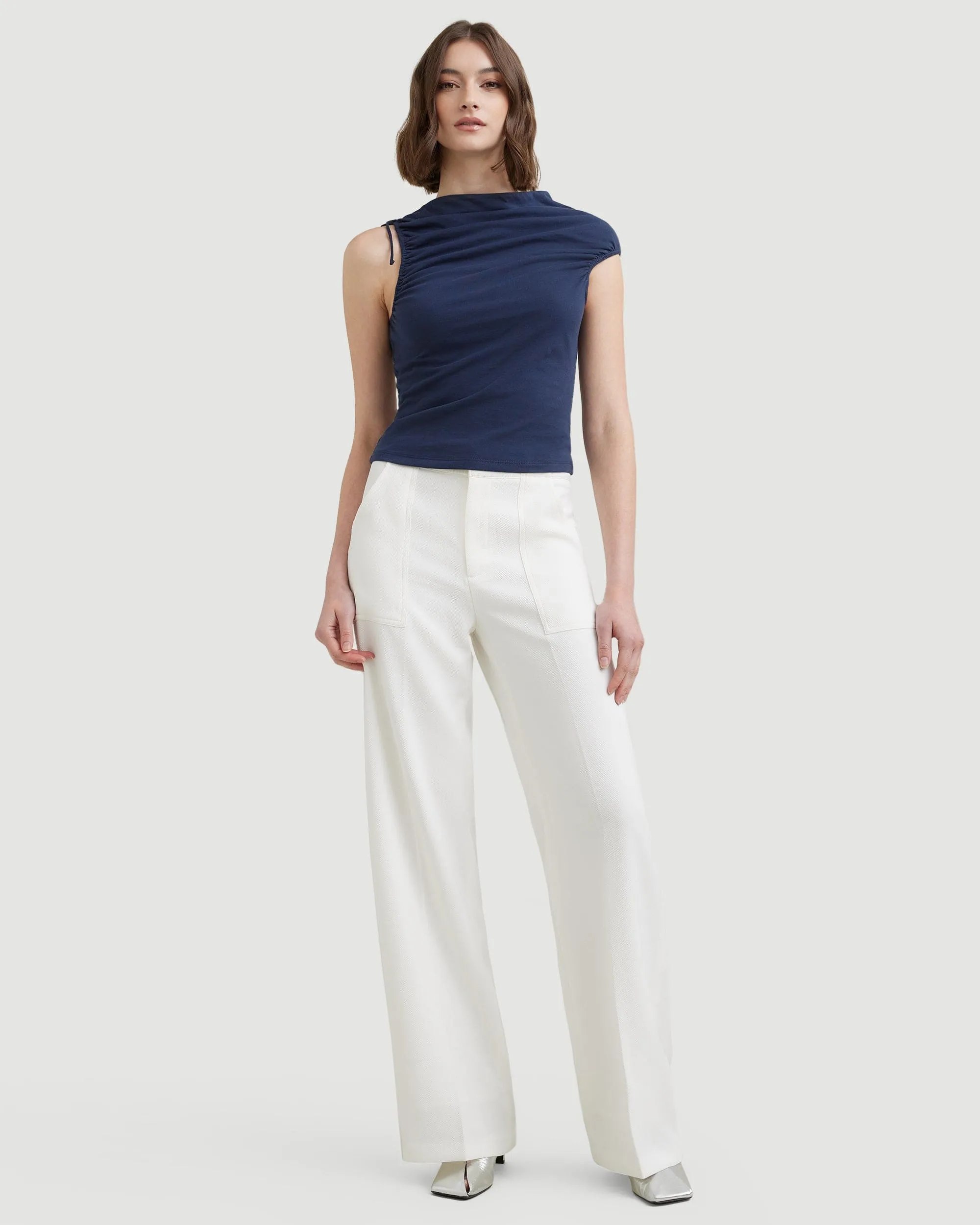 Delphine Ruched Sleeveless Tee