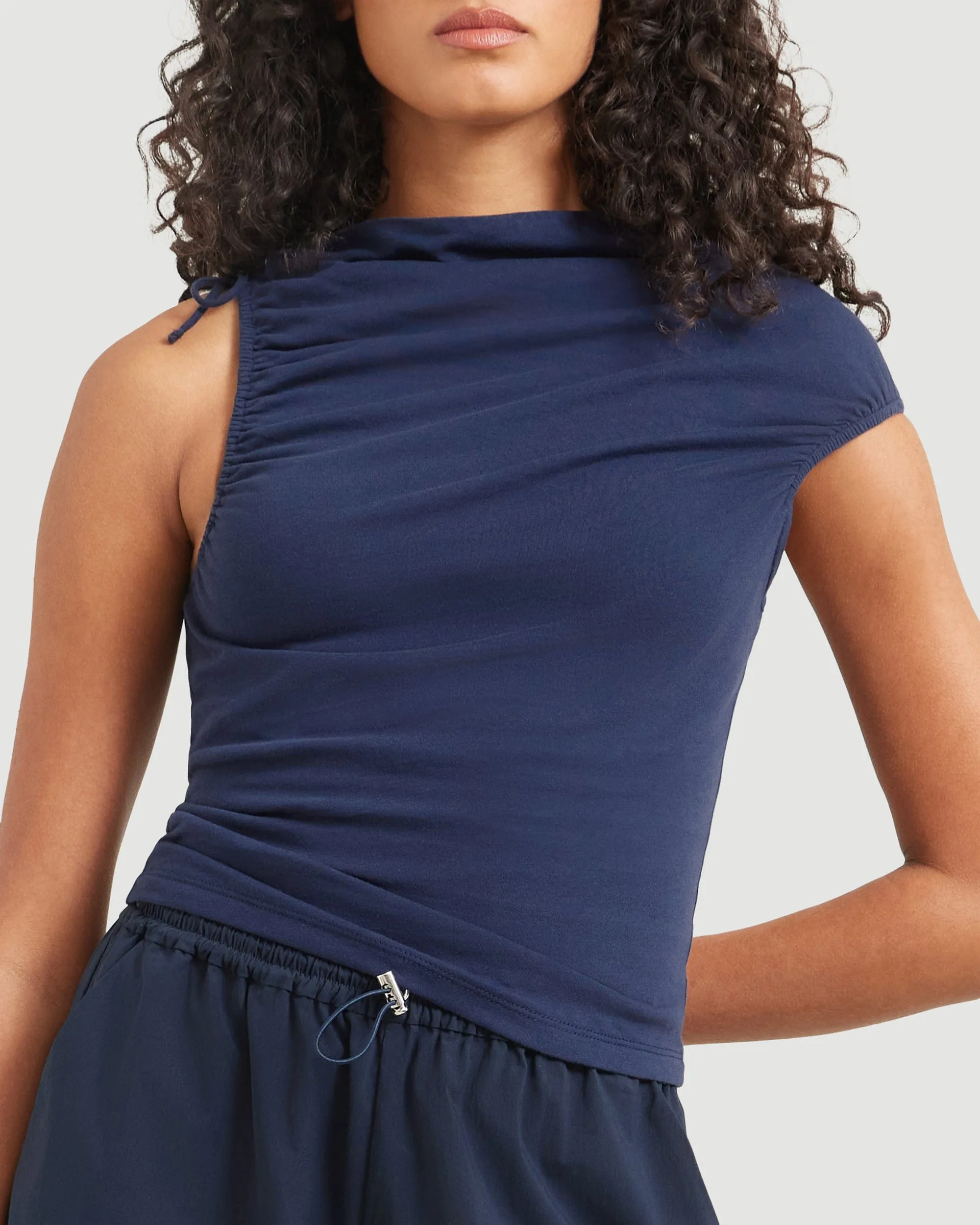 Delphine Ruched Sleeveless Tee