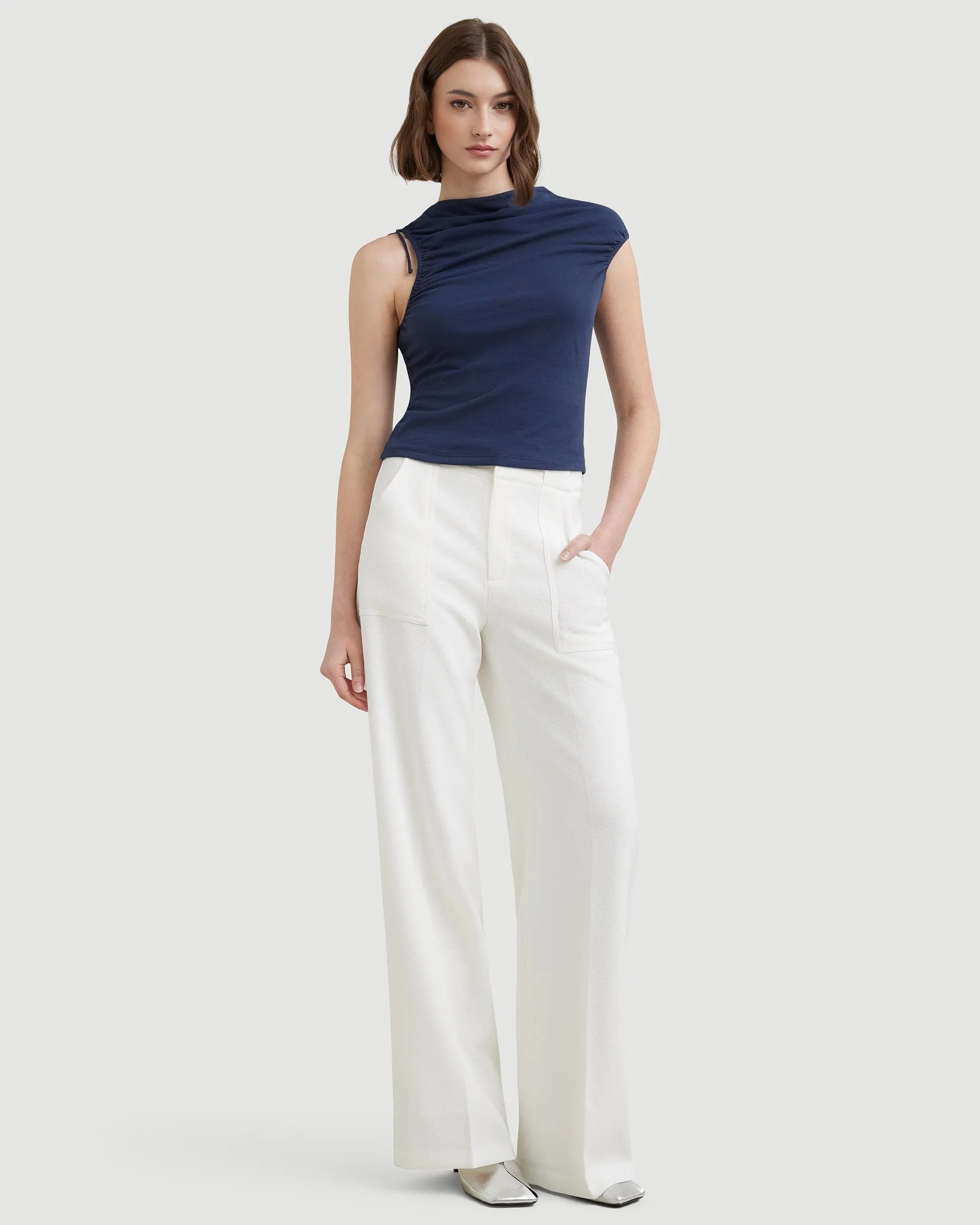 Delphine Ruched Sleeveless Tee