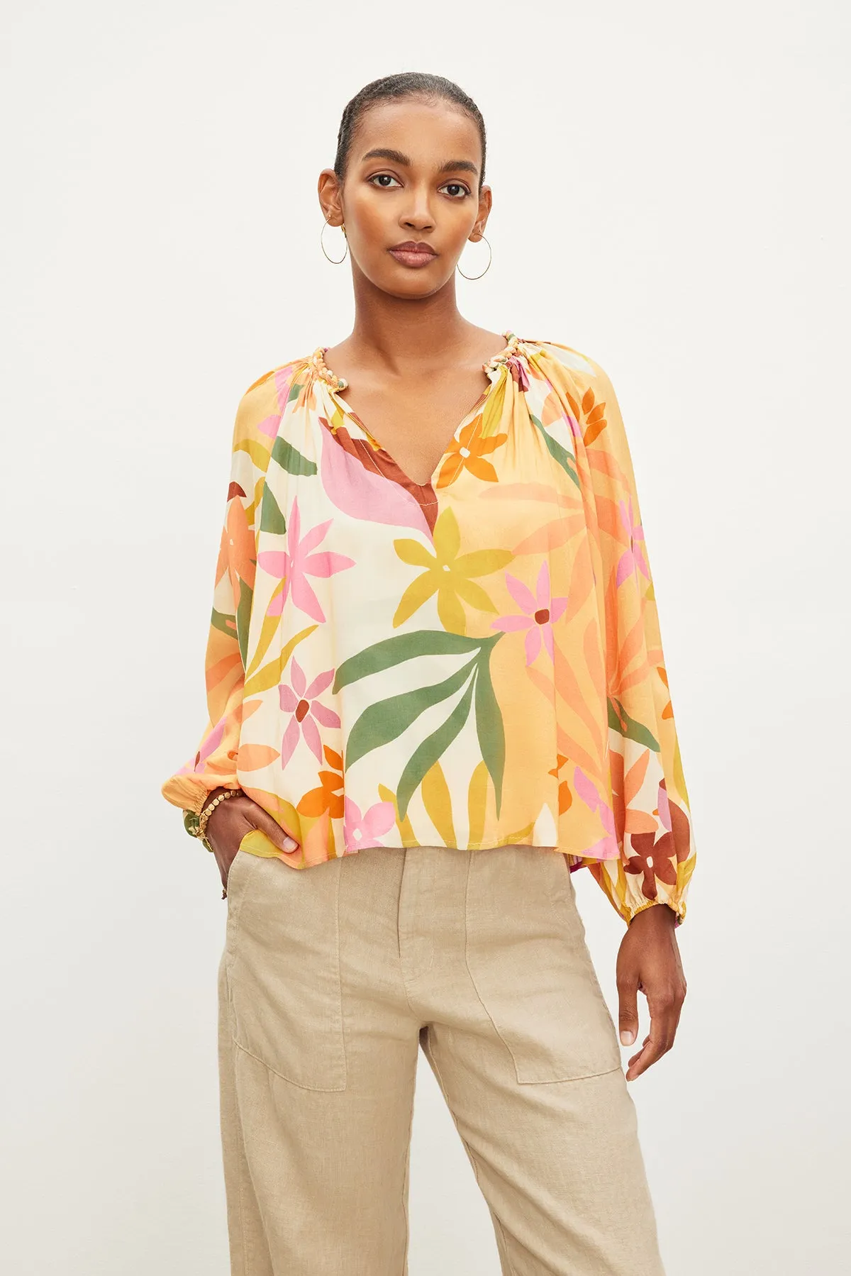 DION PRINTED BOHO TOP