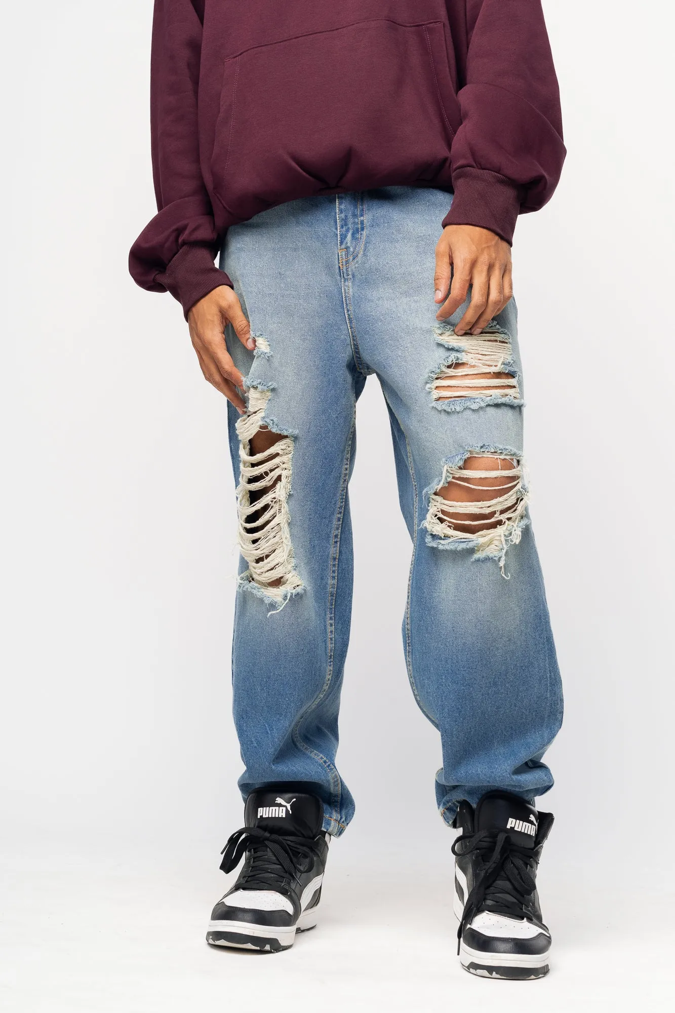 Distressed Slouchy Men's Jeans