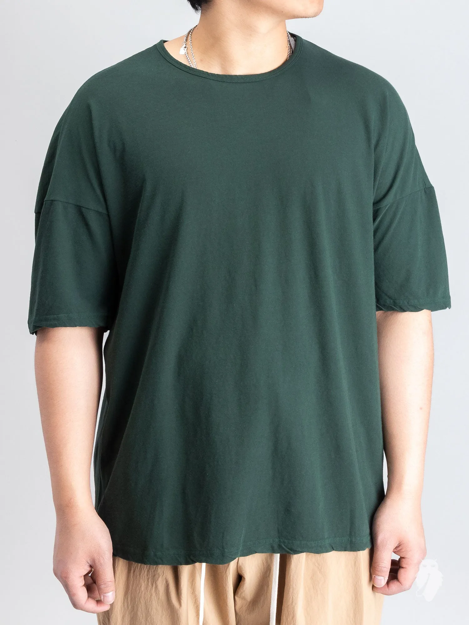 Drop Shoulder Relaxed T-Shirt in Dark Green