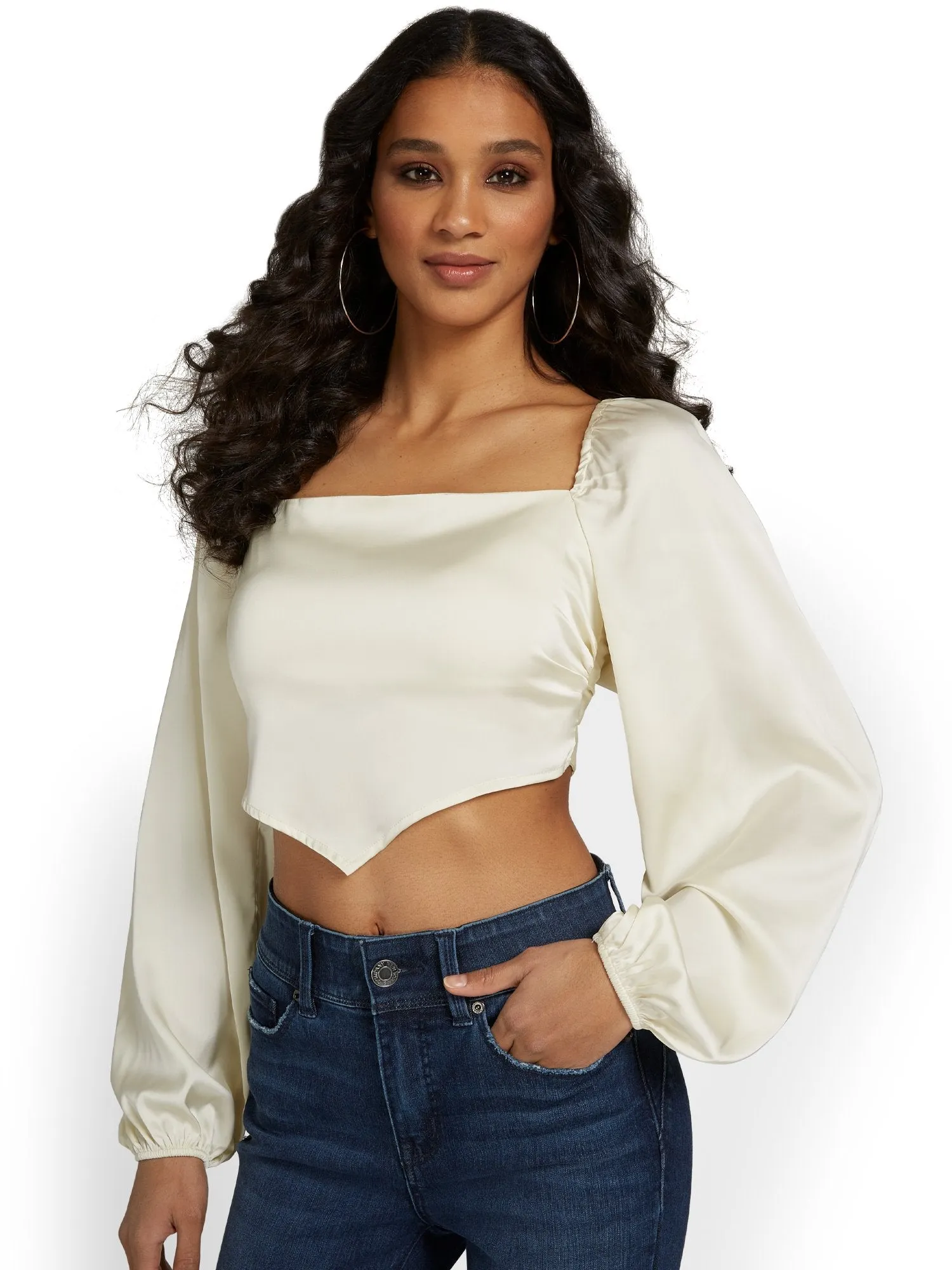 Emory Park Satin V-Front Blouse - Brands We Love