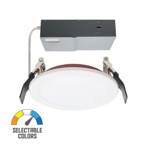 Fire Rated 4 Inch Canless LED Recessed Light, 800 Lumens, Selectable CCT, Flat Trim, 120-277V