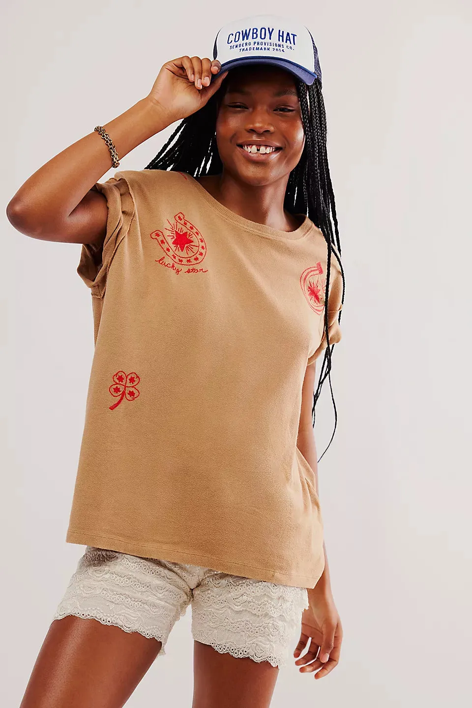 Free People We The Free Horsin' Around Tee - BROWN COMBO HORSESHOE