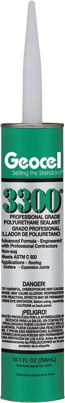 Geocel 3300 Series 68102 Polyurethane Sealant, Gray, Liquid, 10.1 oz Cartridge :EA: QUANTITY: 1