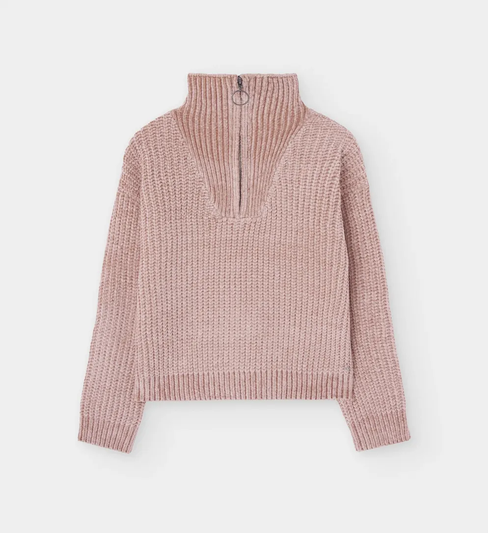 GIRLS LS HALF ZIP SWEATER