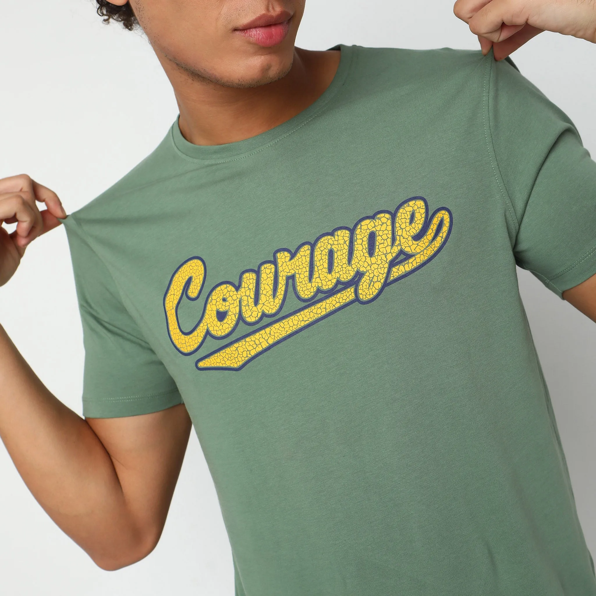 Graphic Tees -"Courage" Cotton Jersey Regular Fit T-Shirt *WoW Price*