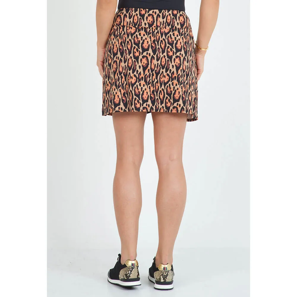 IBKUL Gemma 17 1/2-Inch Print Layered Skort - Brown/Black