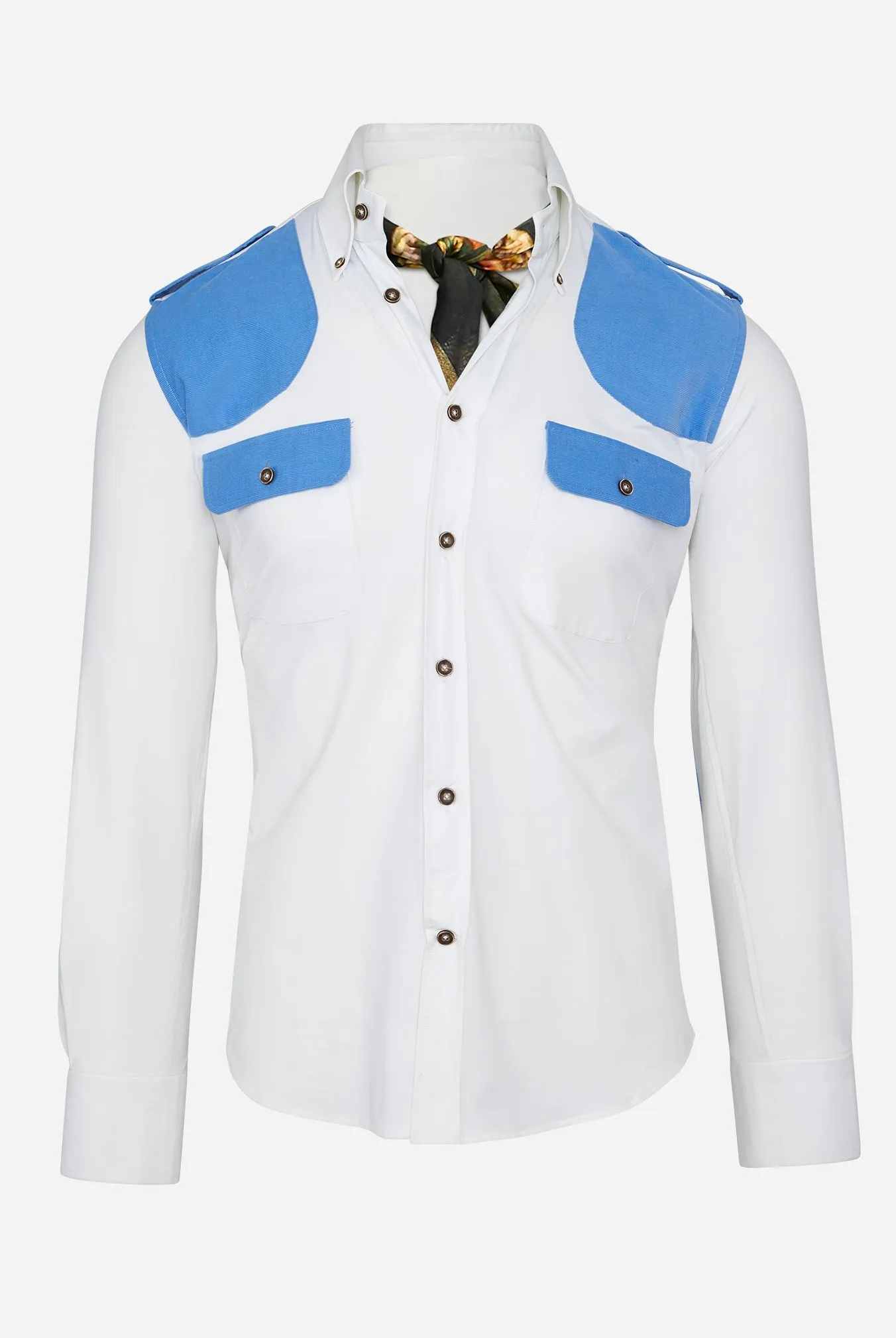 JD Performance Field Shirt in White with Blue