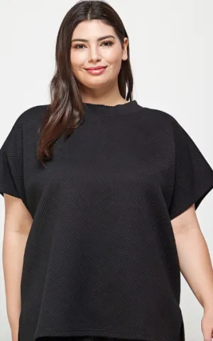 Julia Textured Sweatshirt Top in Black - FINAL SALE