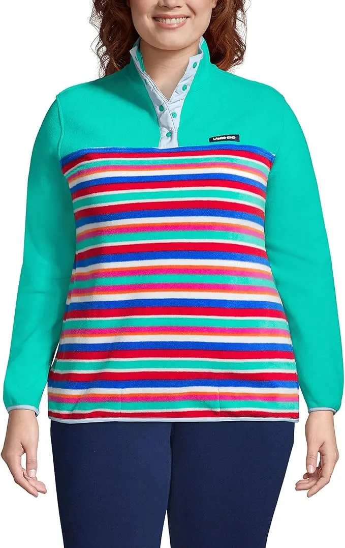 Lands' End Women's Heritage Fleece Snap Neck Pullover