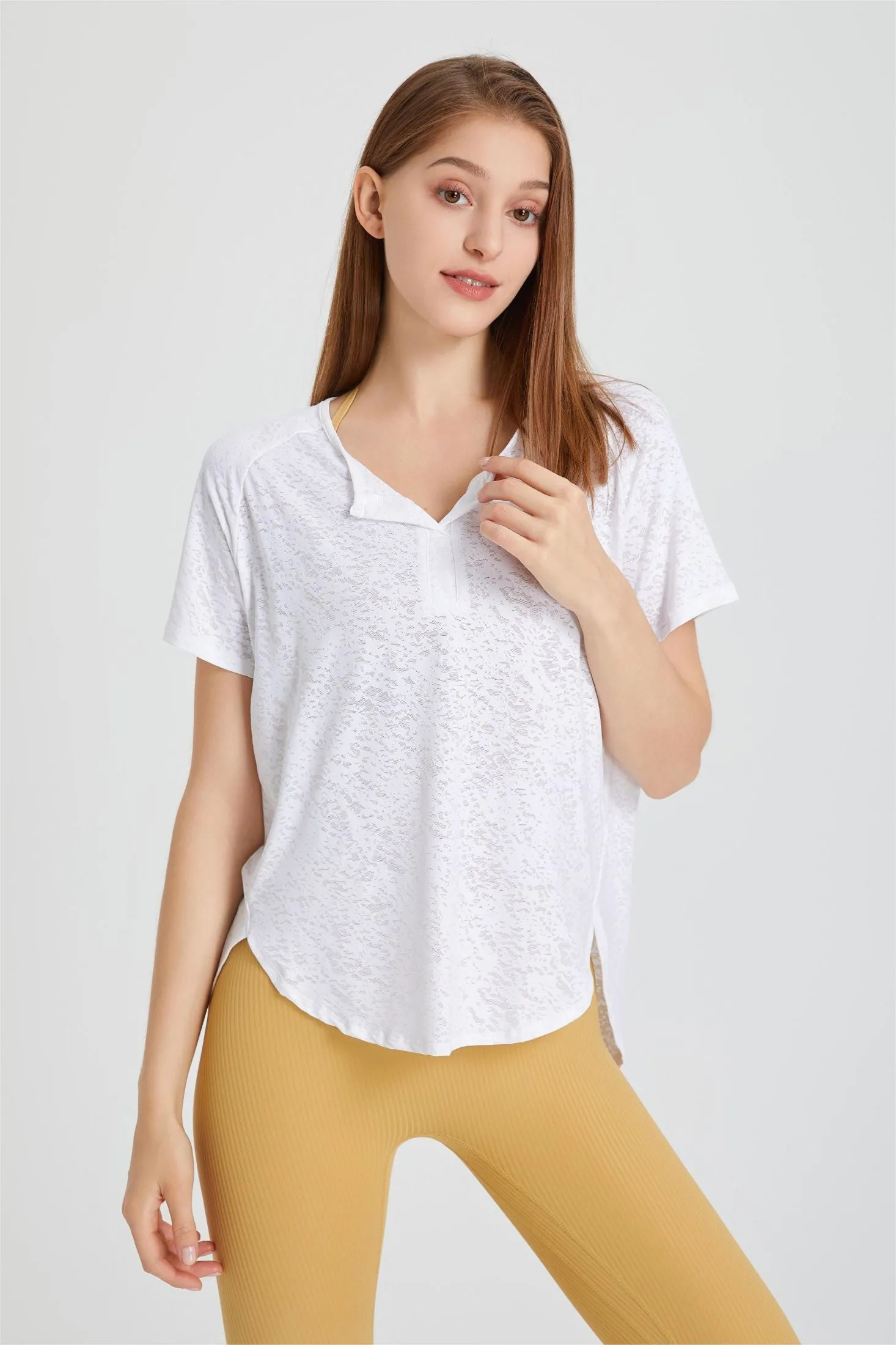 Lapel Jacquard Short Sleeve T-shirt