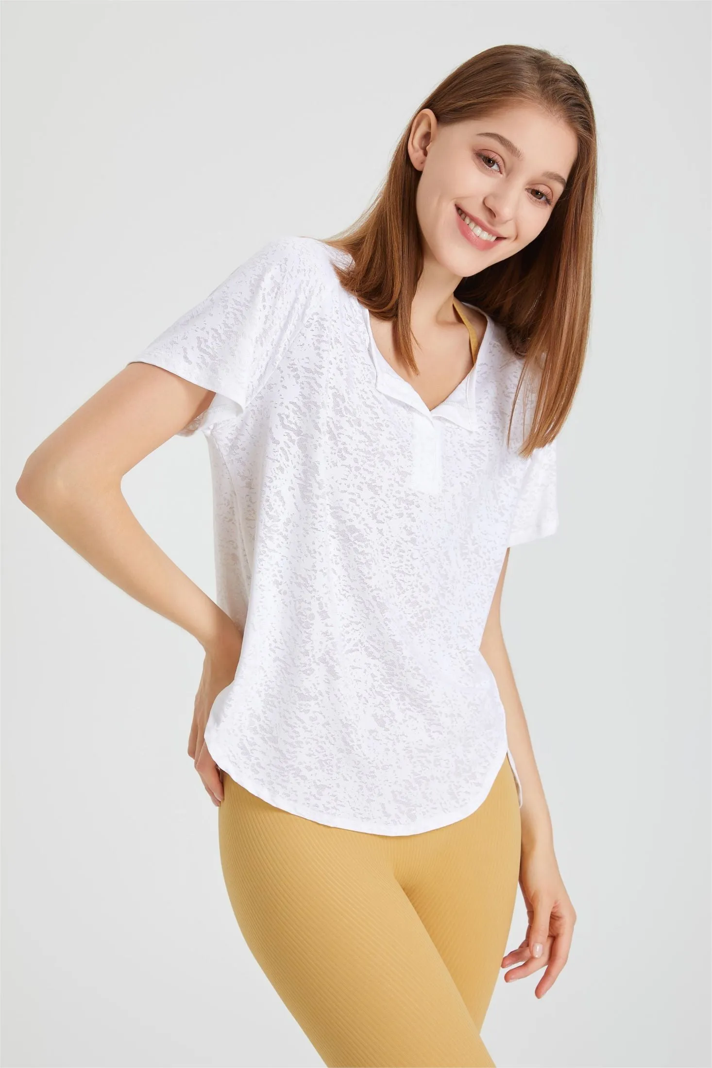 Lapel Jacquard Short Sleeve T-shirt