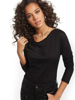 Long-Sleeve Drape Front Top - Sweet Pea