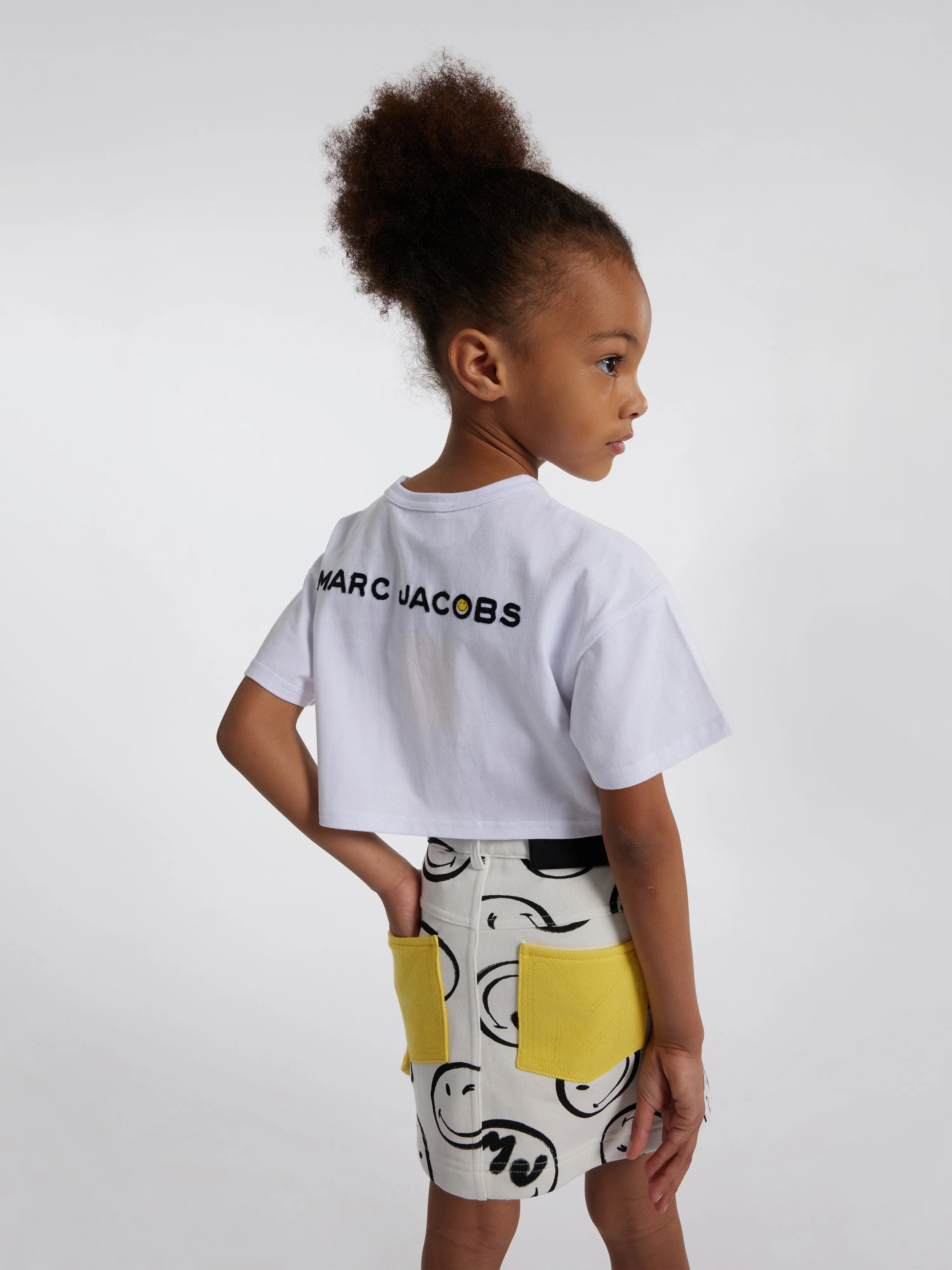 MARC JACOBS Girls Smiley Cropped T-Shirt in White