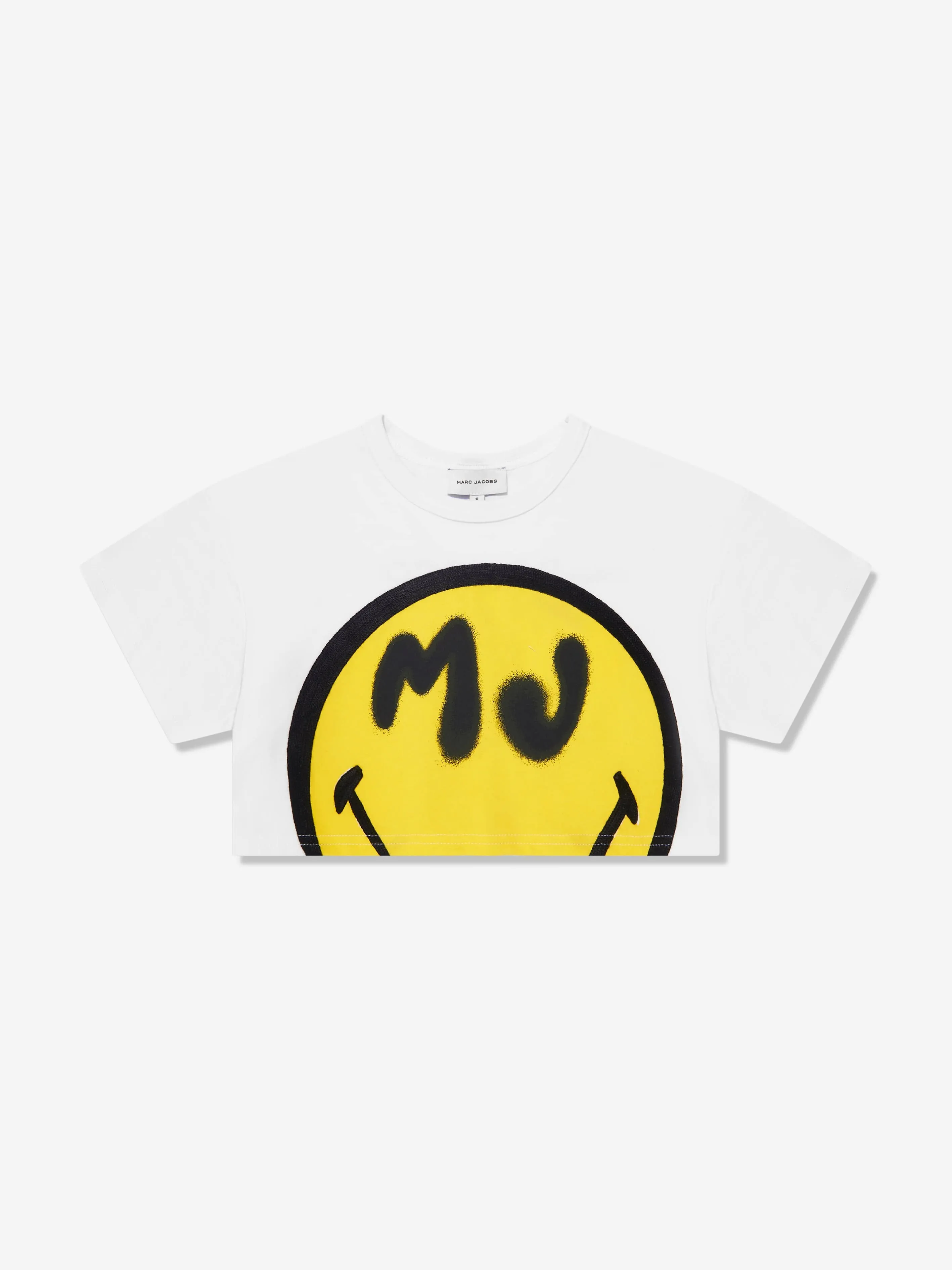 MARC JACOBS Girls Smiley Cropped T-Shirt in White