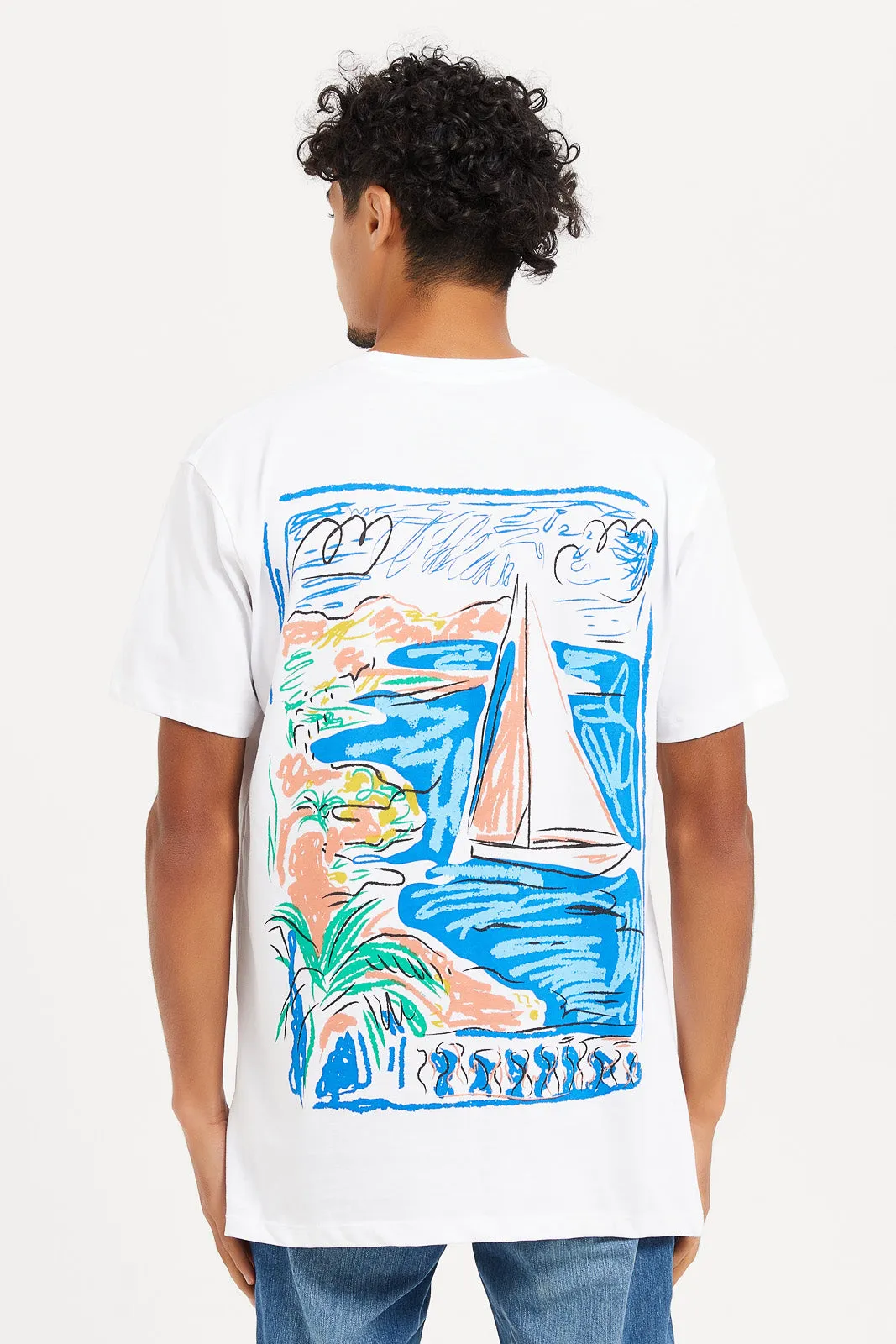 Men White Printed Heavy Oversize T-Shirt