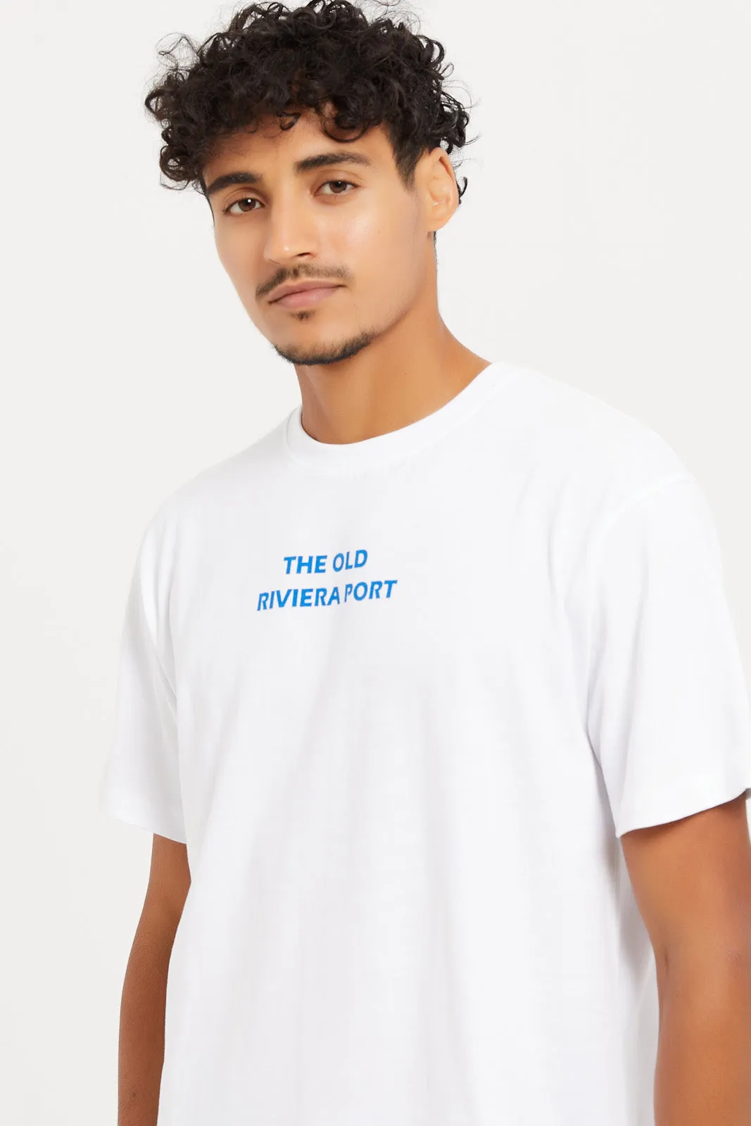 Men White Printed Heavy Oversize T-Shirt