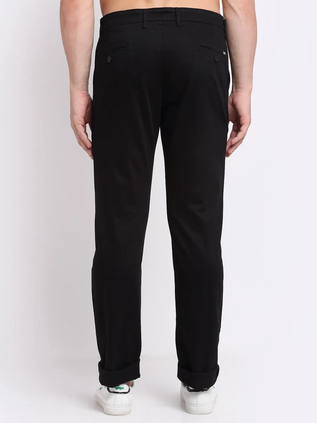 Men's Casual Flat front Black  Trousers