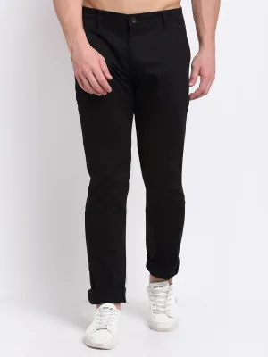 Men's Casual Flat front Black  Trousers