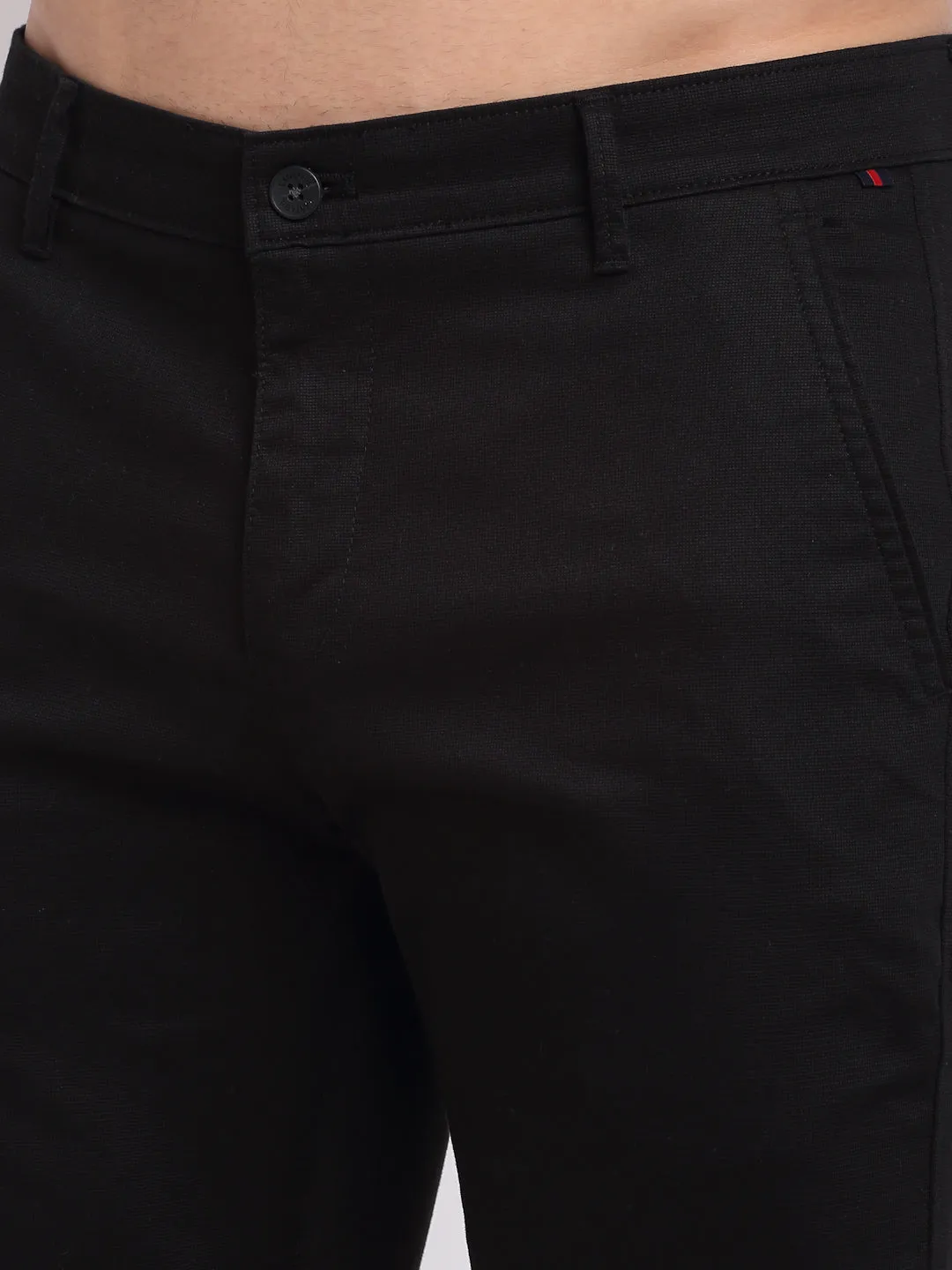 Men's Casual Flat front Black  Trousers