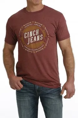 Mens Cinch Jeans Short Sleeve Graphic T-Shirt  - Burgundy