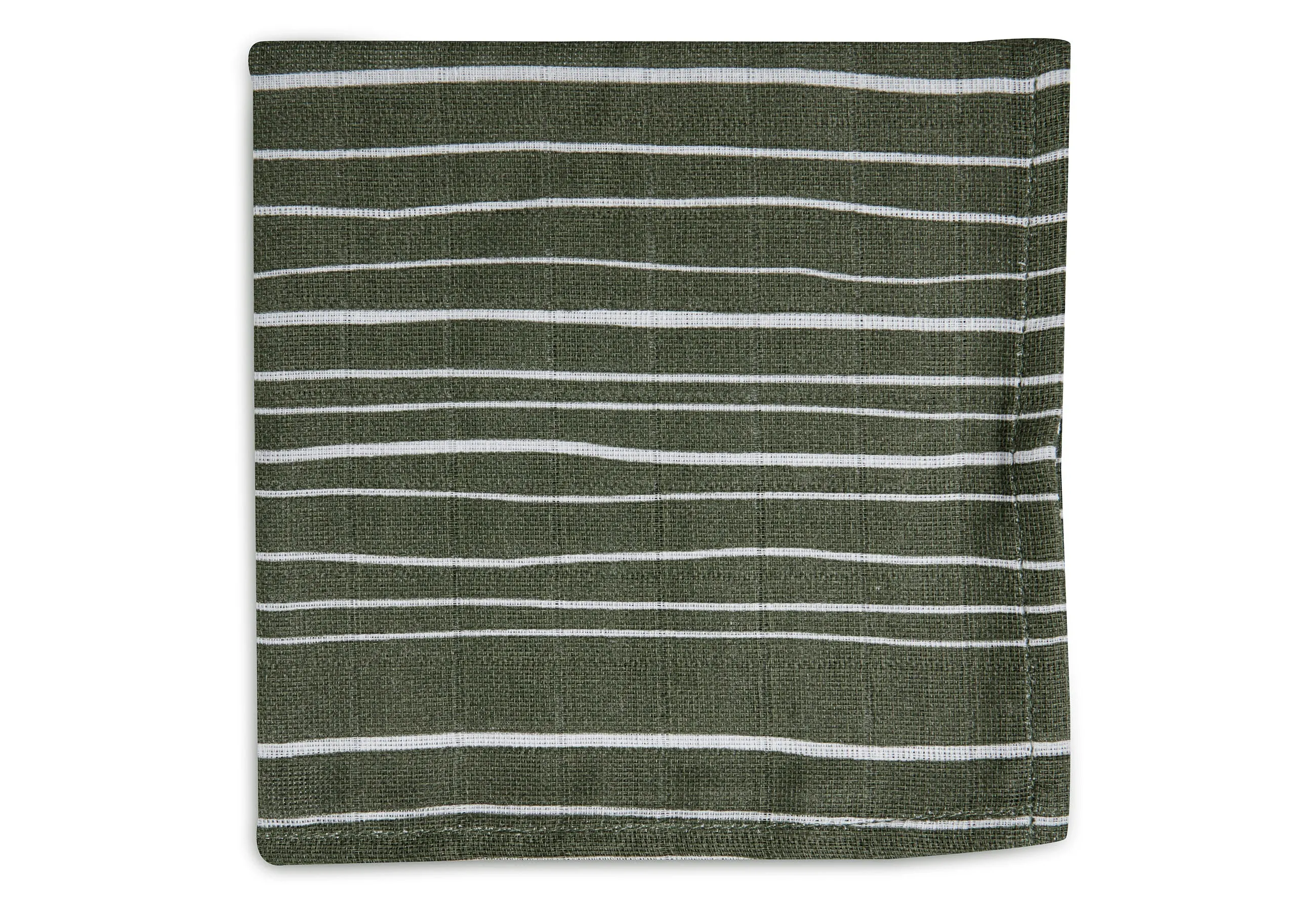 Mouth Cloth Muslin Stripe  Olive - Leaf Green - GOTS - 2 Pack