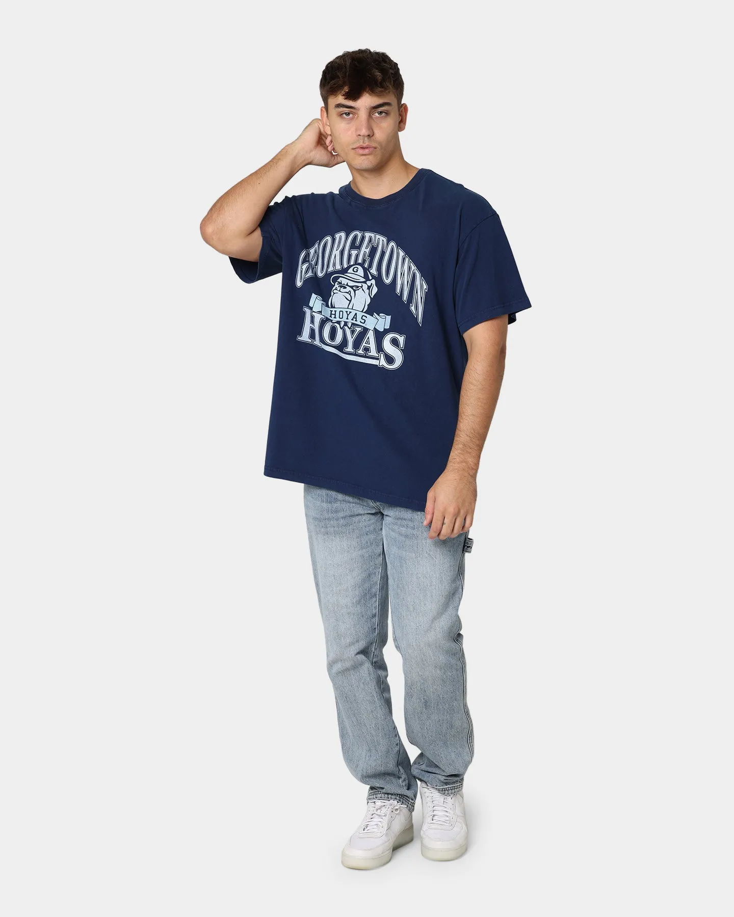 National Collegiate Athletic Association Georgetown Hoyas Vintage Mascot T-Shirt Washed Navy