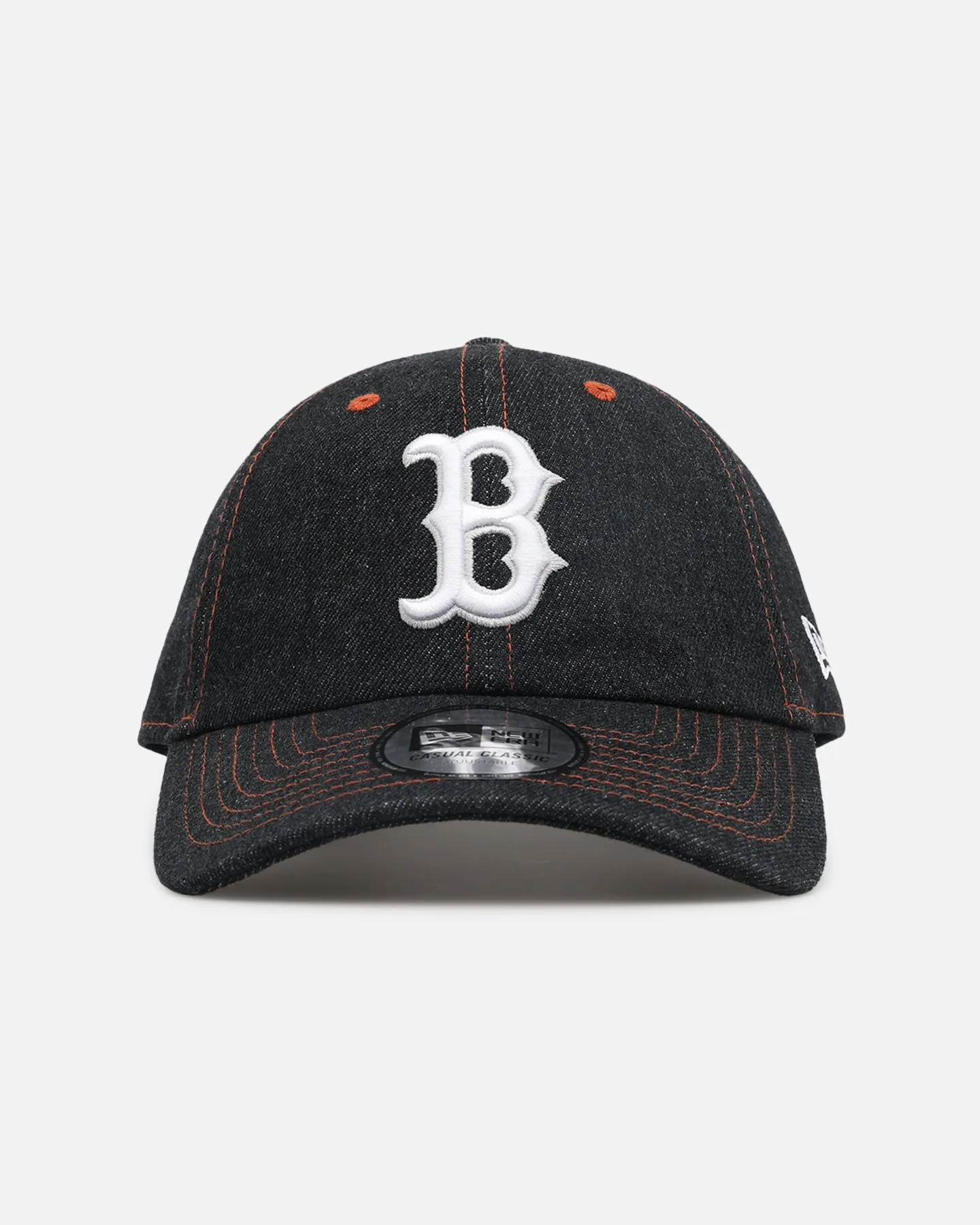 New Era Boston Red Sox "Black Denim" Classic Casual Strapback Black Denim/Rust Contrast