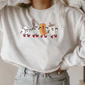 Retro Baseball Cartoons Crew Sweatshirt