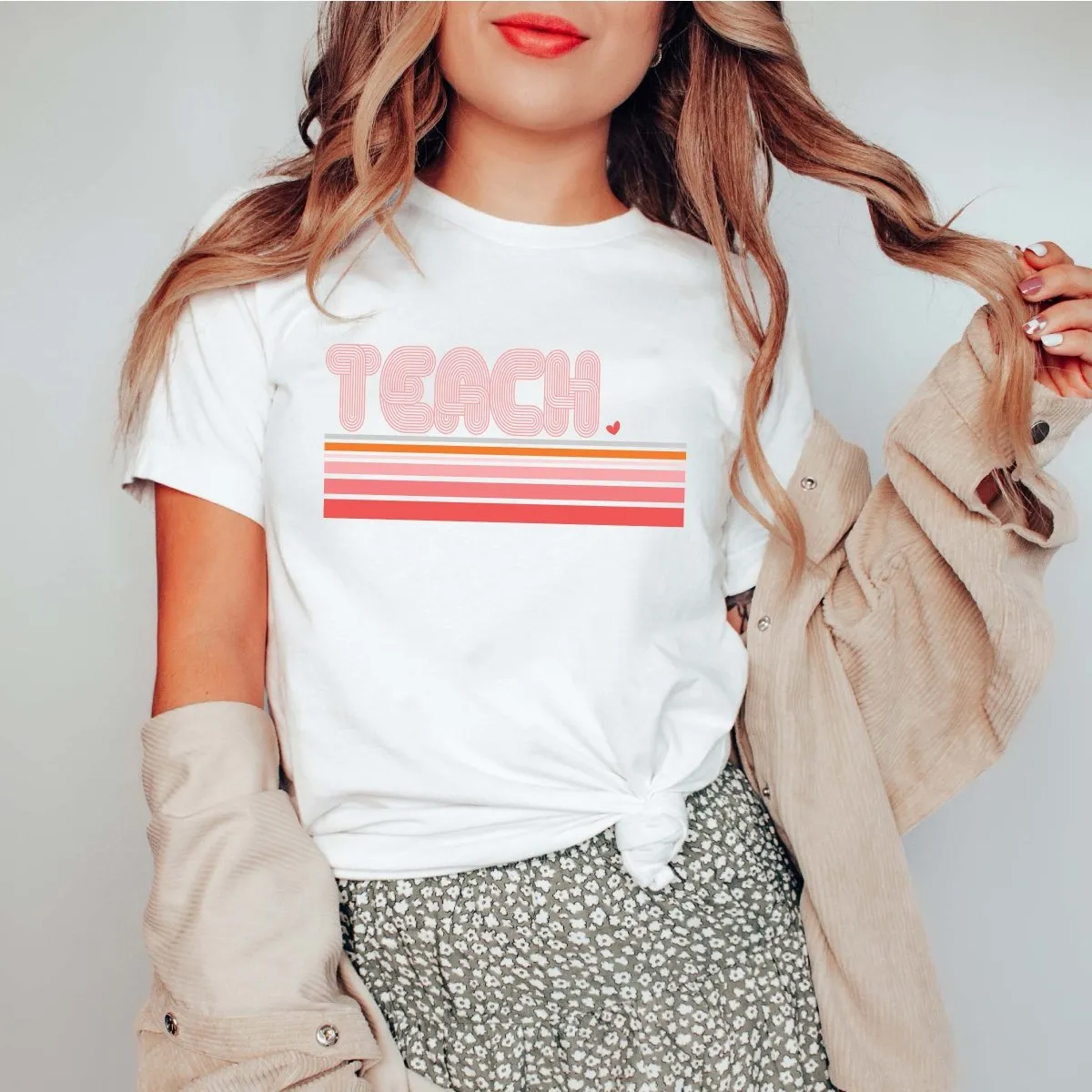 Retro Teach Stripes Bella Graphic Tee