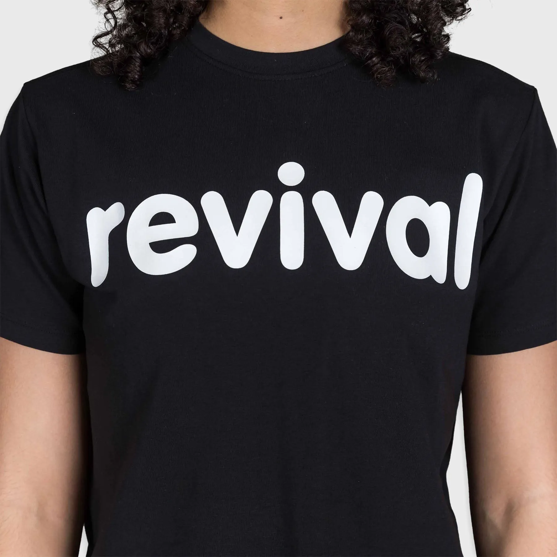 REVIVAL - WOMEN'S ESSENTIAL CROP T-SHIRT - BLACK/WHITE